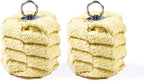 Pair of yellow hand-woven Kevlar poi head sets with metal split ring loops