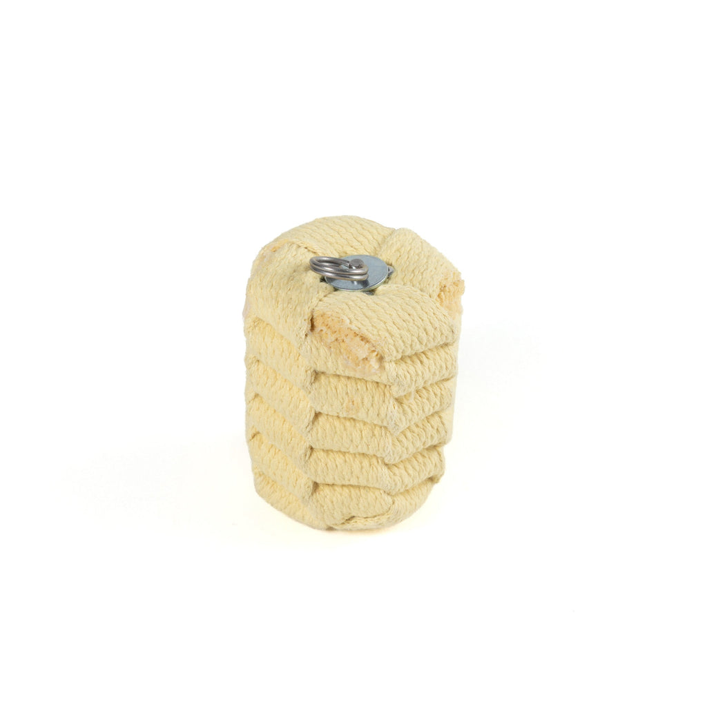 Replacement rope dart wick head, beige cylindrical wick with metal ring on top