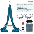 Dark green aerial yoga hammock silk with ceiling strap, carabiners, and accessory set