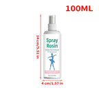 Rosin grip spray bottle with pump shown with height and width measurement arrows