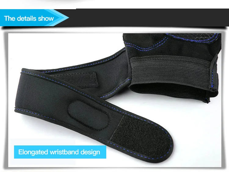 Black training gloves with elongated wristband and padded palm strip