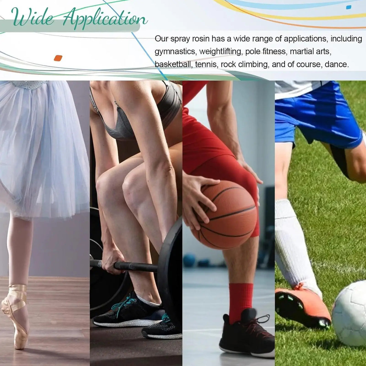 Non-slip rosin spray used on dance shoes, basketball, and outdoor gear